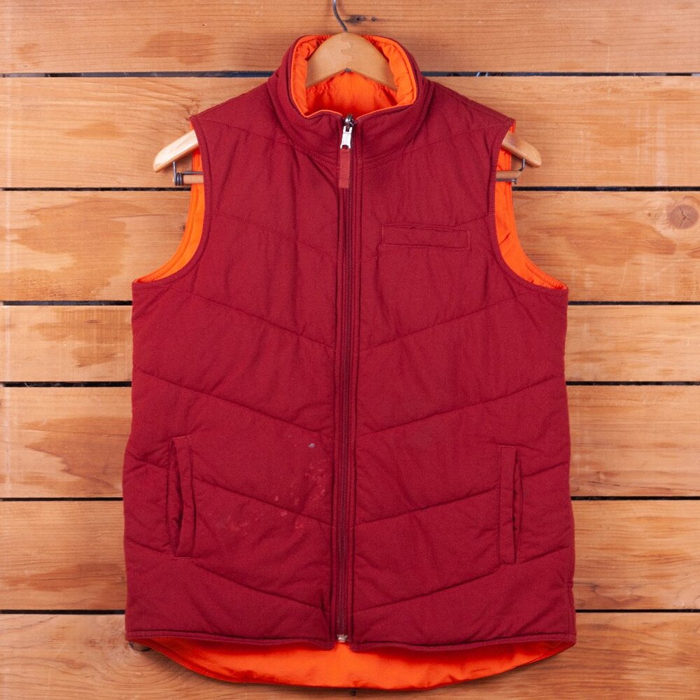 Duluth Trading Company Reversible Quilted Vest in Red and Blaze Orange - Mens SM